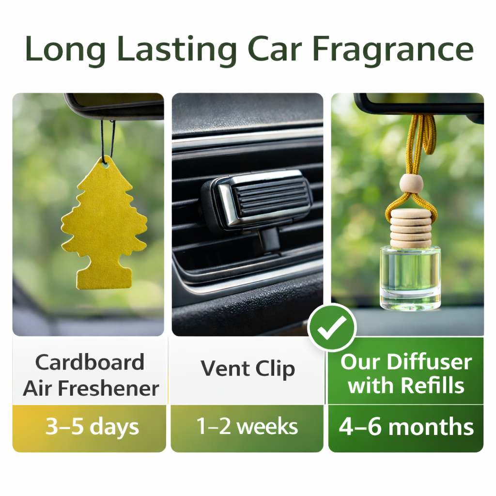 Car Air Hanging Fragrance Oil 2 Pack, Auto Freshener, Essential Oil Diffuser for Cars, Long Lasting Aroma Women Gift, Made in USA, Odors Eliminator, Interior Decor 8 ML