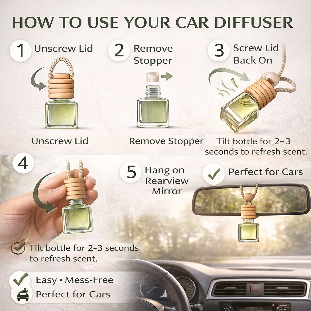 Car Air Hanging Fragrance Oil 2 Pack, Auto Freshener, Essential Oil Diffuser for Cars, Long Lasting Aroma Women Gift, Made in USA, Odors Eliminator, Interior Decor 8 ML
